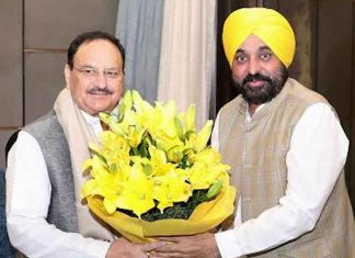 Bhagwant Mann with JP Nadda