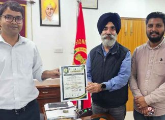 Chief Agriculture Officer Dr. Amrik Singh honoured