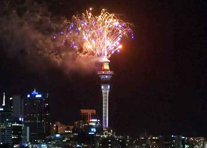 Fireworks and laser shows at Sky Tower