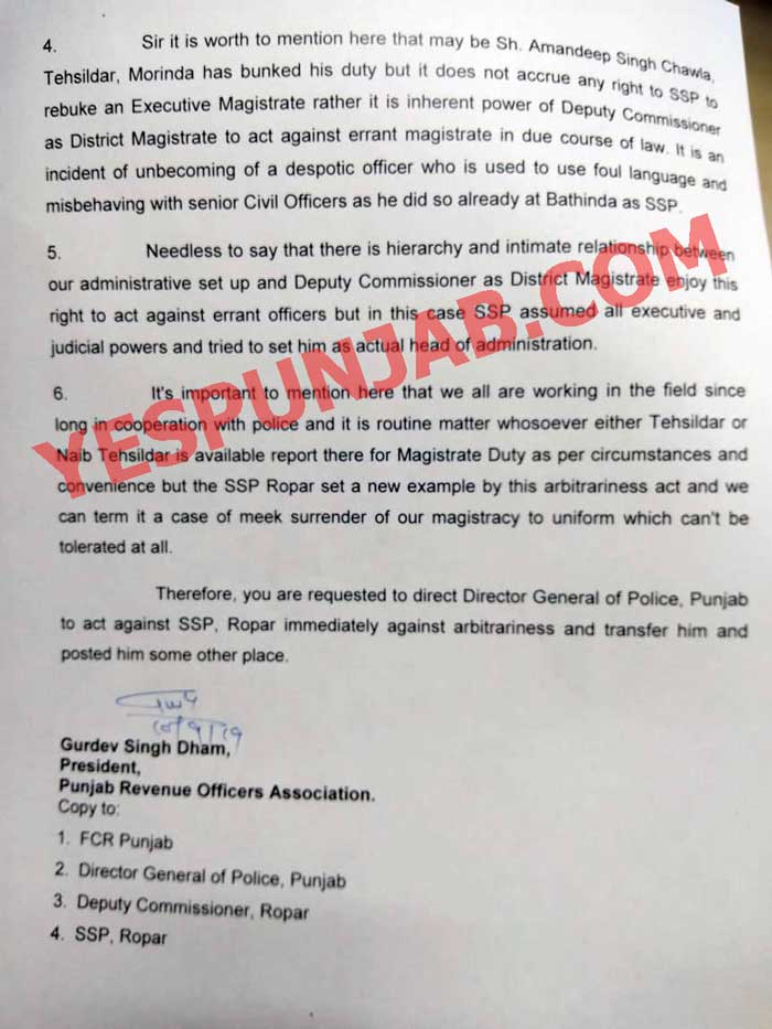 Letter against Swapan Sharma SSP 2