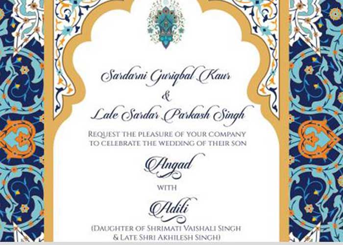 Angad Aditi wedding card
