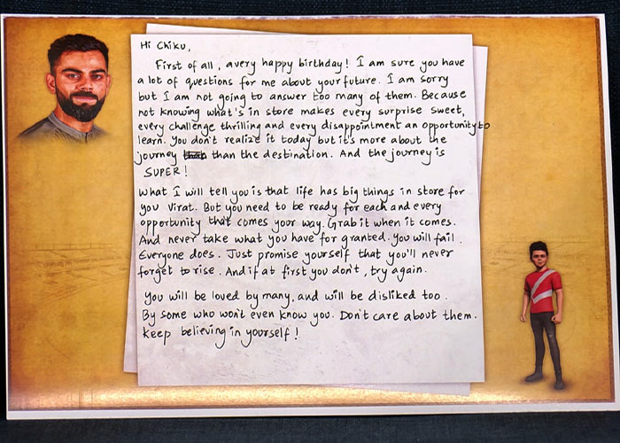 Virat Kohl penned letter to his