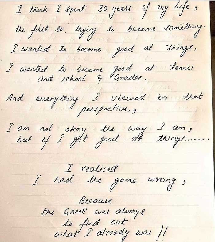 Sushant handwritten note