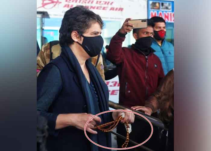 Priyanka Gandhi spotted with rudraksh mala