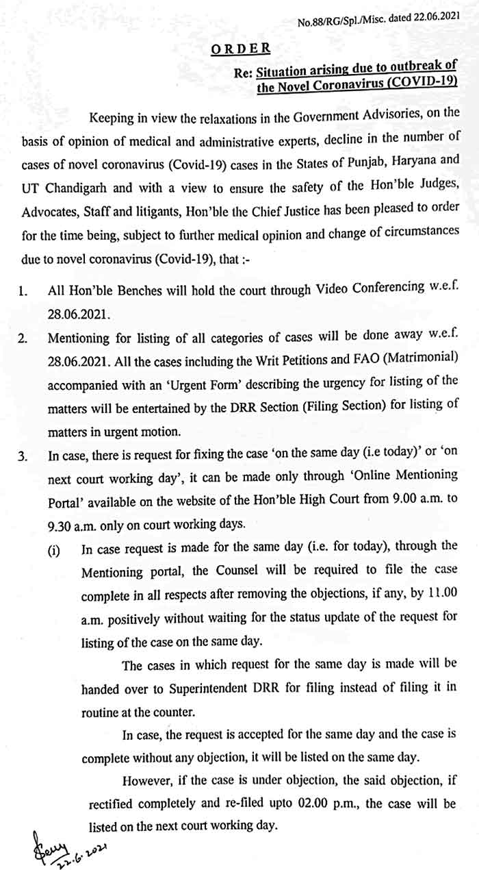 High Court Cases from June 26 July 30 adjourned 1