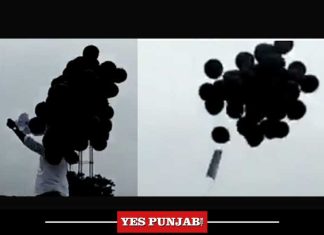 Black balloons at Vijayawada during PM visit