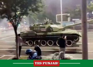 Tanks on streets of China