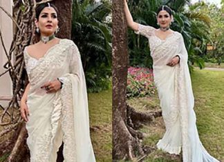 Raveena Tandon in white saree