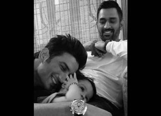 Sushant Singh Rajput pic with Dhoni and baby daughter
