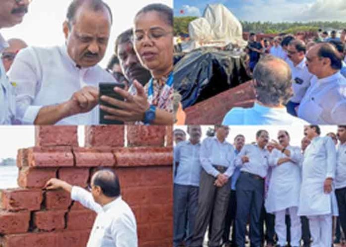 Ajit Pawar visits Shivaji statue crash site in Rajkot Fort