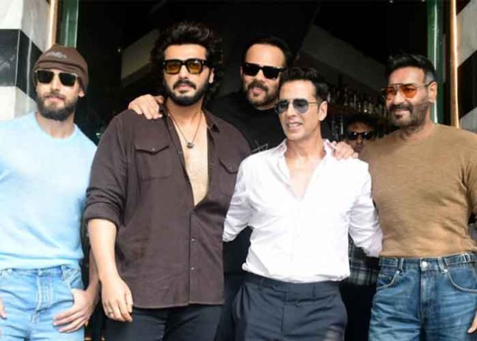 Ajay Devgn, Akshay Kumar, Arjun Kapoor, Rohit Shetty, and Tiger Shroff