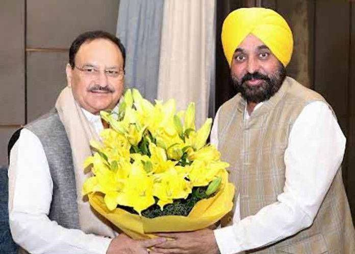 Bhagwant Mann with JP Nadda