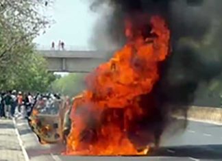 Car catches fire