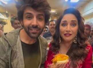 Kartik Aaryan with Madhuri Dixit