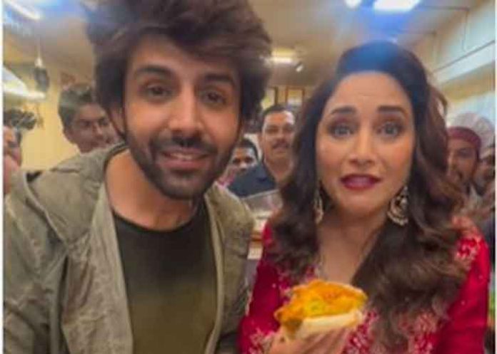 Kartik Aaryan with Madhuri Dixit