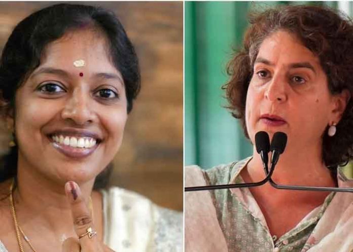 Navya Haridas and Priyanka Gandhi