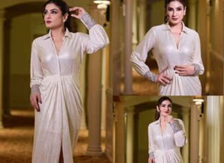 Raveena Tandon white gown