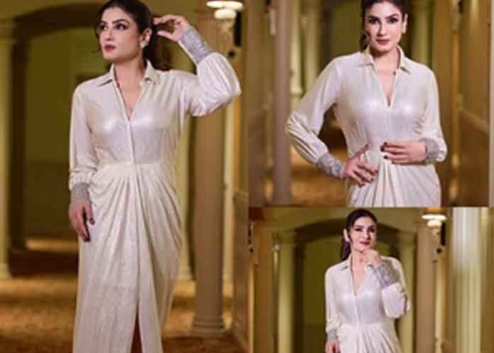 Raveena Tandon white gown