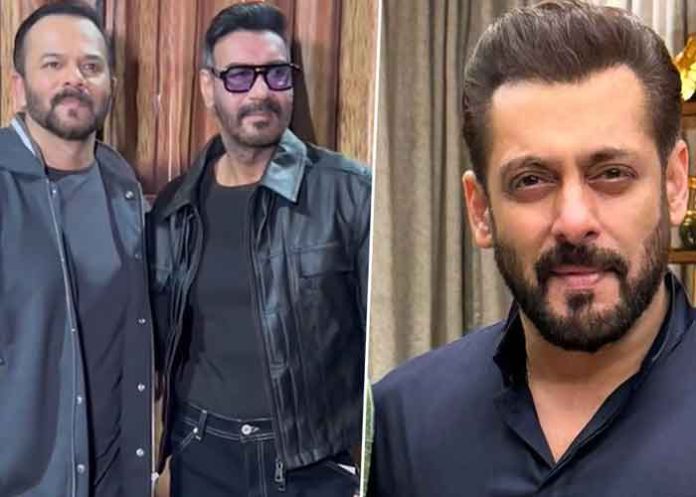 Salman Khan with Ajay Devgn and Rohit Shetty