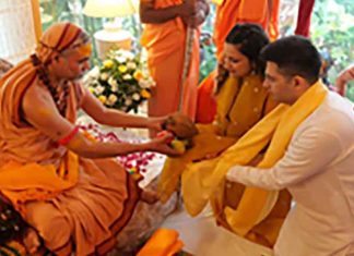 Shankaracharya Swami Avimukteshwaranand visits Raghav-Parineeti home