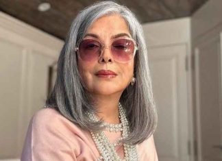 actress Zeenat Aman contemplates