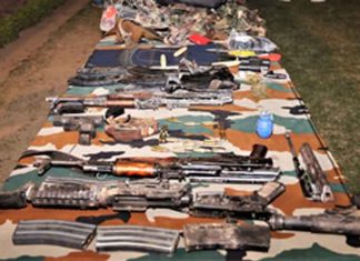 arms & ammunition of terrorists killed in Akhnoor