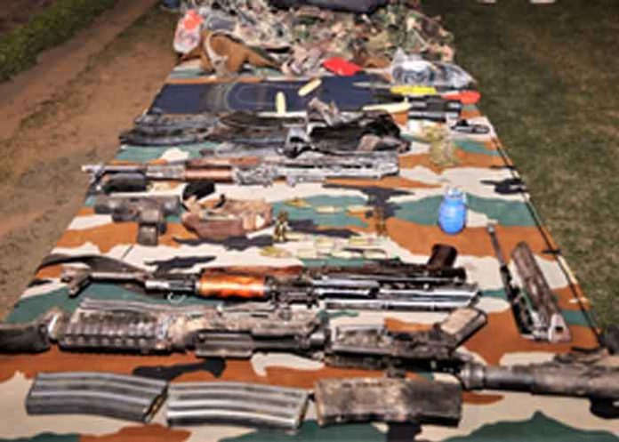 arms & ammunition of terrorists killed in Akhnoor