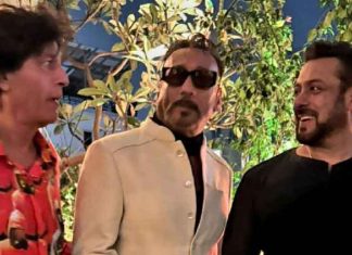 Chunky Panday with Jackie Shroff and Salman Khan.