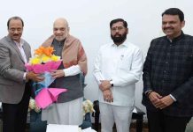 Eknath Shinde Devendra Fadnavis and Ajit Pawar with Amit Shah