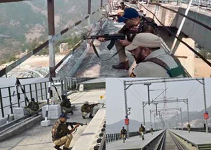 Mock security drill on chenab rail bridge