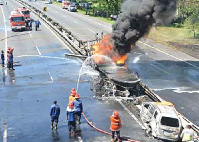 Multi-vehicle accident in Indonesia