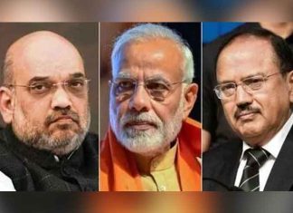 Narendra Modi, Amit Shah, and NSA Ajit Doval