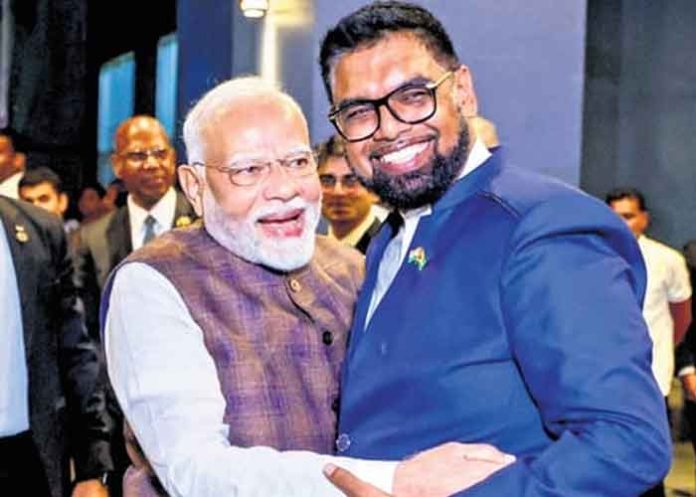 PM Modi and Irfaan Ali Guyana