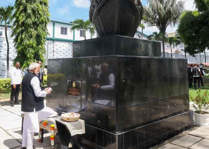 PM Modi visits Indian Arrival Monument in Guyana