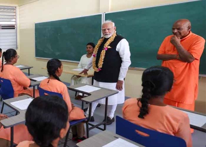 PM Modi visits Saraswati Vidya Niketan School guyana