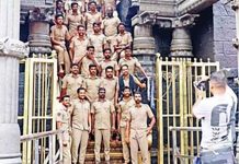 Photo of cops violating Sabarimala temple