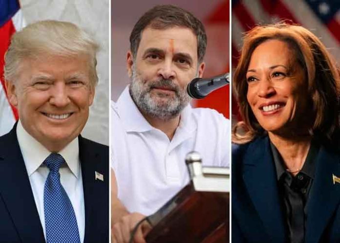 Rahul Gandhi Donald Trump and Kamala Harris