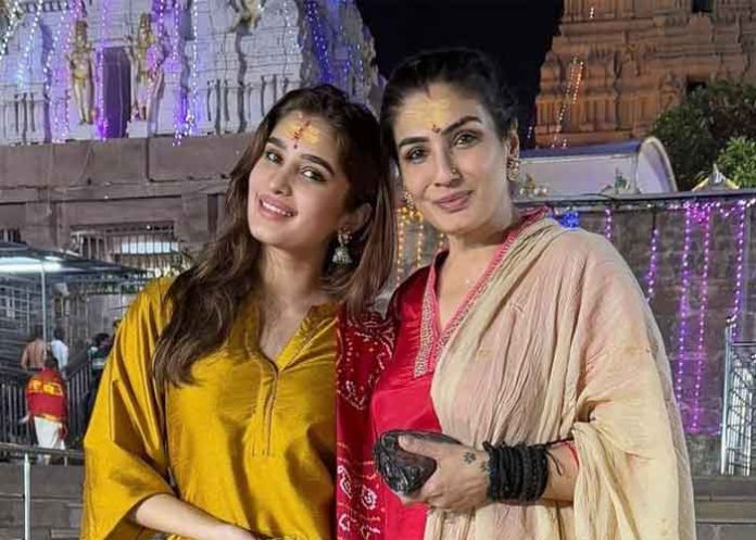 Raveena Tandon and Rasha Thadani visited Mallikarjuna temple