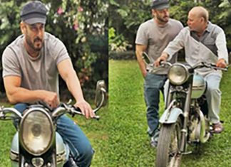 Salman Khan with Salim Khan first bike