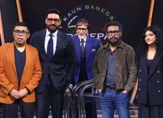 Shoojit Sircar, Abhishek Bachchan, Arjun Sen on KBC WITH AMITABH