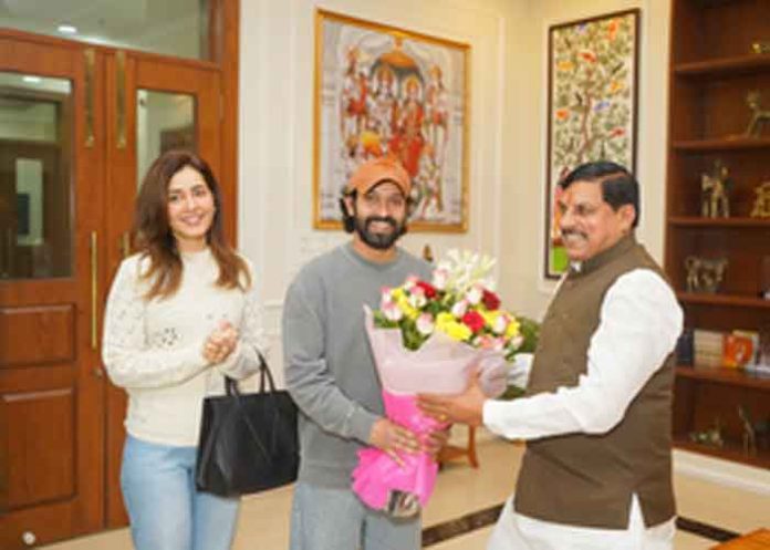 Vikrant Massey and Rashi Khanna with CM Mohan Yadav