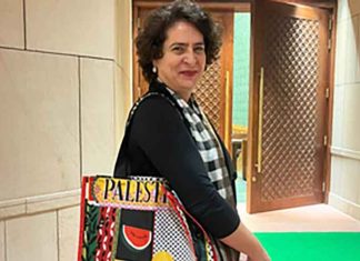 Priyanka Gandhi with Palestine Bag