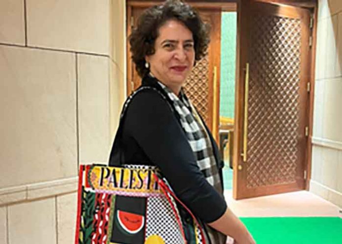 Priyanka Gandhi with Palestine Bag