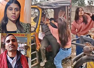 Woman Priyanshi Pandey attacking Auto driver