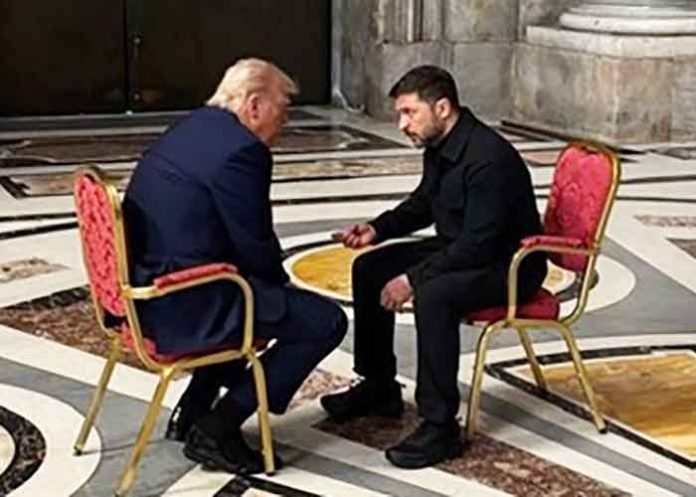 Volodymyr Zelensky with Donald Trump in Rome