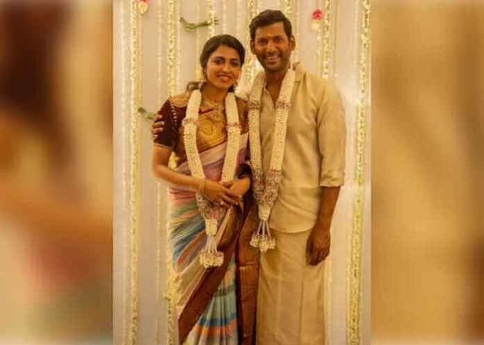 Actor-Vishal-gets-engaged-to-actress-Sai-Dhanshika