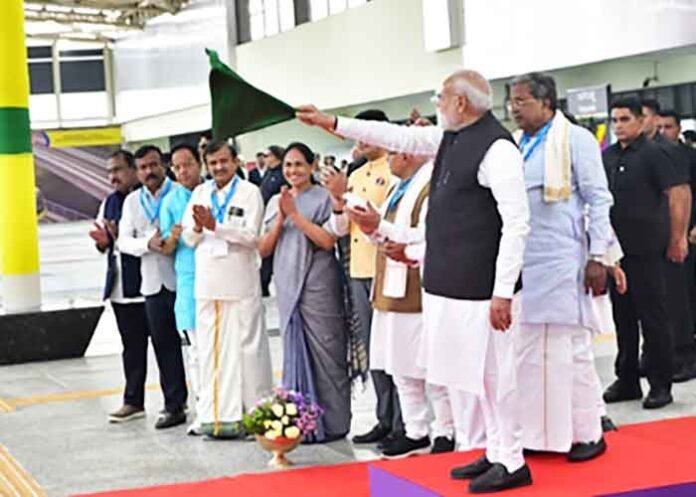 PM Modi flags off Yellow Line Services Metro