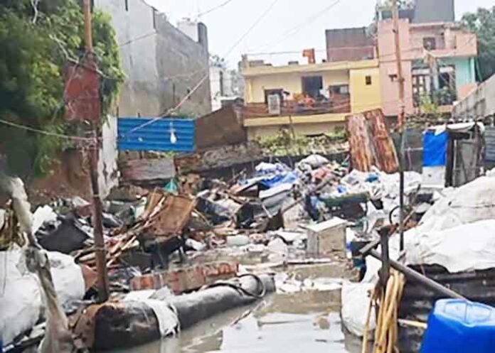 Rain-triggered wall collapse in Delhi