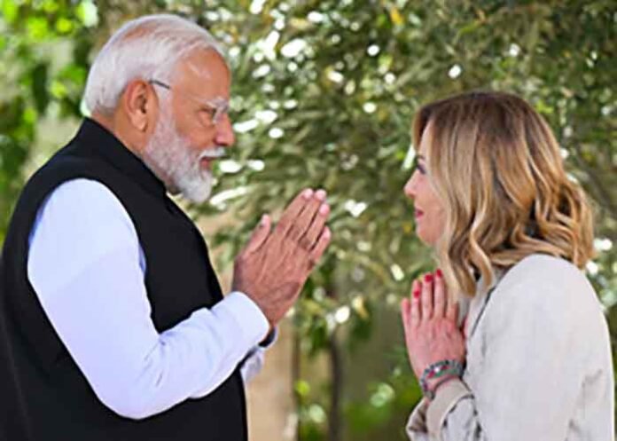 PM Modi With Italian Giorgia Meloni