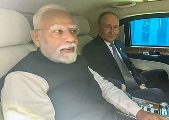 PM Modi in Vladimir Putin car